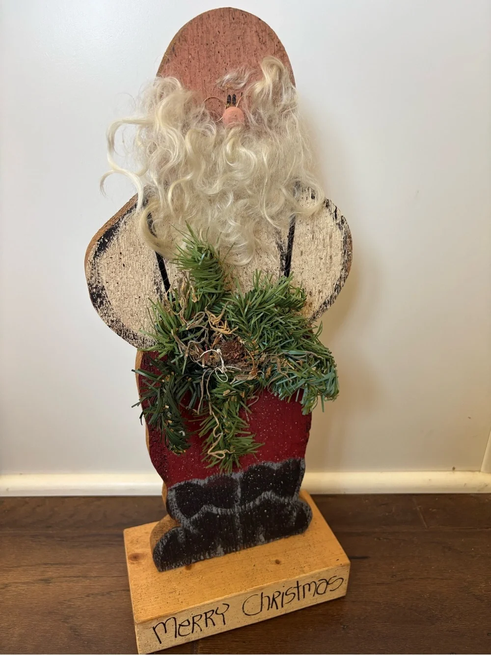 Handmade Primitive Style Folk Art Santa Claus Figurine Christmas Decor  16” Tall